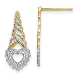 Load image into Gallery viewer, 14K Yellow Gold with Rhodium Heart Yellow Cone Post Earrings