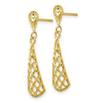 Load image into Gallery viewer, 14K Yellow Gold Diamond-cut Inverted Fan Dangle Post Earring