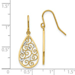 Load image into Gallery viewer, 14K Yellow Gold & Rhodium Diamond-cut Filigree Teardrop Wire Earrings