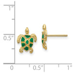 Load image into Gallery viewer, 14K Yellow Gold Green Enameled Sea Turtle Post Earrings