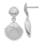 Load image into Gallery viewer, 14K White Gold Scallop Shell Dangle Post Earrings