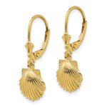 Load image into Gallery viewer, 14K Yellow Gold Scallop Shell Leverback Earrings