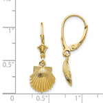 Load image into Gallery viewer, 14K Yellow Gold Scallop Shell Leverback Earrings