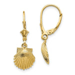Load image into Gallery viewer, 14K Yellow Gold Scallop Shell Leverback Earrings