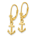Load image into Gallery viewer, 14K Yellow Gold Mini Anchor Leverback Earrings