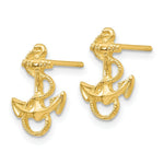 Load image into Gallery viewer, 14K Yellow Gold Anchor with Rope Trim Post Earrings