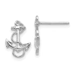 Load image into Gallery viewer, 14K White Gold Anchor with Rope Trim Post Earrings