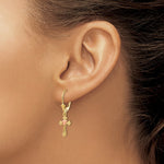 Load image into Gallery viewer, 14K Two-tone Gold Heart on Cross Leverback Earrings