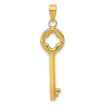 Load image into Gallery viewer, 14K Yellow Gold Clover Top Puff Round Key Pendant