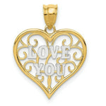 Load image into Gallery viewer, 14K Yellow Gold & Rhodium Filigree Love You