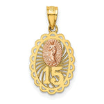 Load image into Gallery viewer, 14K Yellow Gold Yellow & Rose Gold w/ Rhodium 15 Guadalupe Pendant