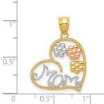 Load image into Gallery viewer, 14K Yellow Gold Tricolor MOM & Flowers Pendant