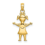 Load image into Gallery viewer, 14K Yellow Gold Solid Polished Girl With Pig-Tails Charm Pendant