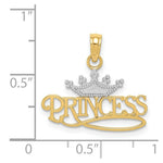 Load image into Gallery viewer, 14K Yellow Gold & Rhodium Polished Princess with Crown Pendant