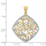 Load image into Gallery viewer, 14K Yellow Gold & Rhodium Diamond-cut Filigree Swirl Pendant