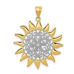 Load image into Gallery viewer, 14K Yellow Gold & Rhodium Sun Filigree Pendant