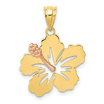 Load image into Gallery viewer, 14K Yellow Gold Yellow & Rose Gold Hibiscus Flower Pendant