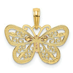 Load image into Gallery viewer, 14K Yellow Gold Yellow & Rose gold with Rhodium Diamond-cut Butterfly Pendant