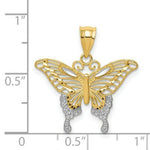 Load image into Gallery viewer, 14K Yellow Gold & Rhodium Diamond-cut Butterfly Pendant