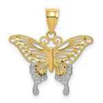 Load image into Gallery viewer, 14K Yellow Gold & Rhodium Diamond-cut Butterfly Pendant