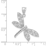 Load image into Gallery viewer, 14K White Gold Diamond-cut Dragonfly Pendant