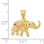 Load image into Gallery viewer, 14K Yellow Gold Yellow & Rose Gold Elephant w/Heart Charm