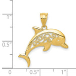 Load image into Gallery viewer, 14K Yellow Gold Filigree Dolphin Pendant