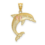 Load image into Gallery viewer, 14K Yellow Gold Two Tone Dolphin w/Heart Pendant