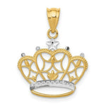 Load image into Gallery viewer, 14K Yellow Gold & Rhodium Crown Pendant