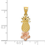 Load image into Gallery viewer, 14K Yellow Gold Yellow & Rose Gold Pineapple w/ Plumeria Pendant