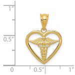 Load image into Gallery viewer, 14K Yellow Gold Caduceus Heart Medical Pendant