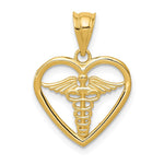 Load image into Gallery viewer, 14K Yellow Gold Caduceus Heart Medical Pendant
