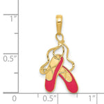 Load image into Gallery viewer, 14K Yellow Gold Enameled Ballet Slippers Charm