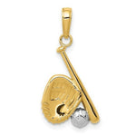 Load image into Gallery viewer, 14K Yellow Gold & Rhodium Baseball, Bat, & Glove Pendant