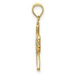 Load image into Gallery viewer, 14K Yellow Gold w/Rhodium Diamond-cut Cross Pendant 18mm length
