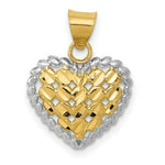 Load image into Gallery viewer, 14K Yellow Gold & Rhodium Polished and Diamond-cut Heart Pendant