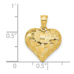 Load image into Gallery viewer, 14K Yellow Gold Textured Puff Heart Pendant