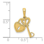 Load image into Gallery viewer, 14K Yellow Gold Polished Key and Heart Shaped Lock Moveable Pendant