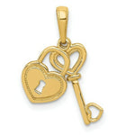 Load image into Gallery viewer, 14K Yellow Gold Polished Key and Heart Shaped Lock Moveable Pendant