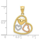 Load image into Gallery viewer, 14K Two-tone Gold & Rhodium Polished & Textured Heart Pendant