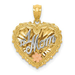 Load image into Gallery viewer, 14K Tri-Color Gold Polished #1 Mom Shadowbox Pendant