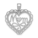 Load image into Gallery viewer, 14K White Gold Polished Mom Scallop Heart Pendant