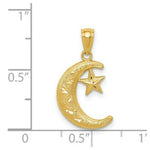 Load image into Gallery viewer, 14K Yellow Gold Polished & Textured Moon & Stars Pendant
