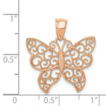 Load image into Gallery viewer, 14K Rose Gold Polished Filigree Butterfly Pendant