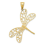 Load image into Gallery viewer, 14K Two-tone Gold Polished Diamond-cut Filigree Dragonfly Pendant