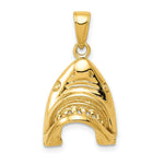 Load image into Gallery viewer, 14K Yellow Gold Polished 2-D Jaws Shark Head Mouth Open Pendant