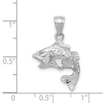 Load image into Gallery viewer, 14K White Gold Polished & Textured Bass Pendant