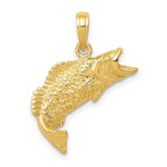 Load image into Gallery viewer, 14K Yellow Gold Polished & Textured Bass Fish Pendant