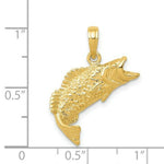 Load image into Gallery viewer, 14K Yellow Gold Polished & Textured Bass Fish Pendant