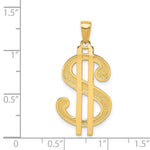 Load image into Gallery viewer, 14K Yellow Gold Polished and Textured Dollar Sign Pendant